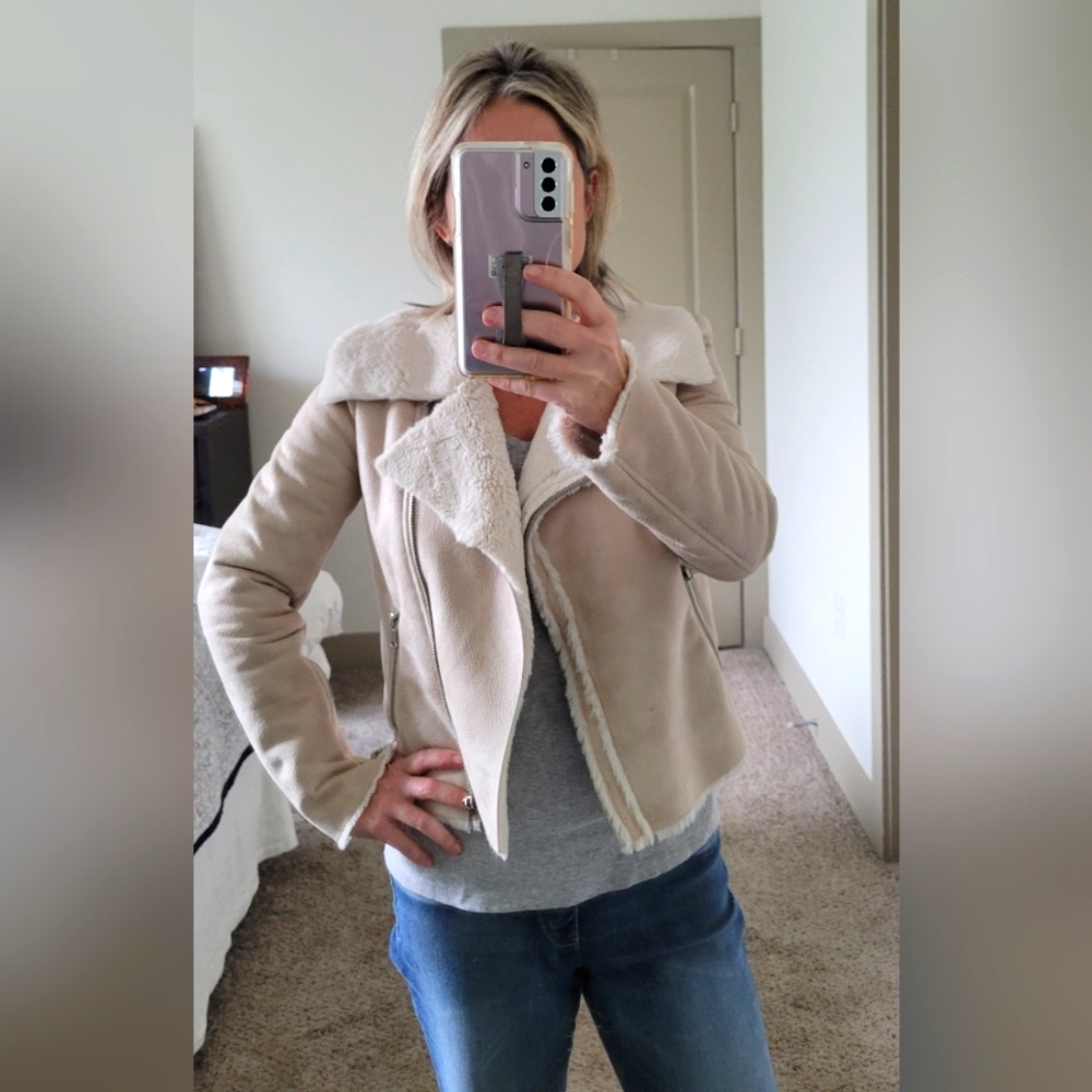 Faux Fur Lined Suede Aviator Jacket by FOREVER 21 - Picture 10 of 15